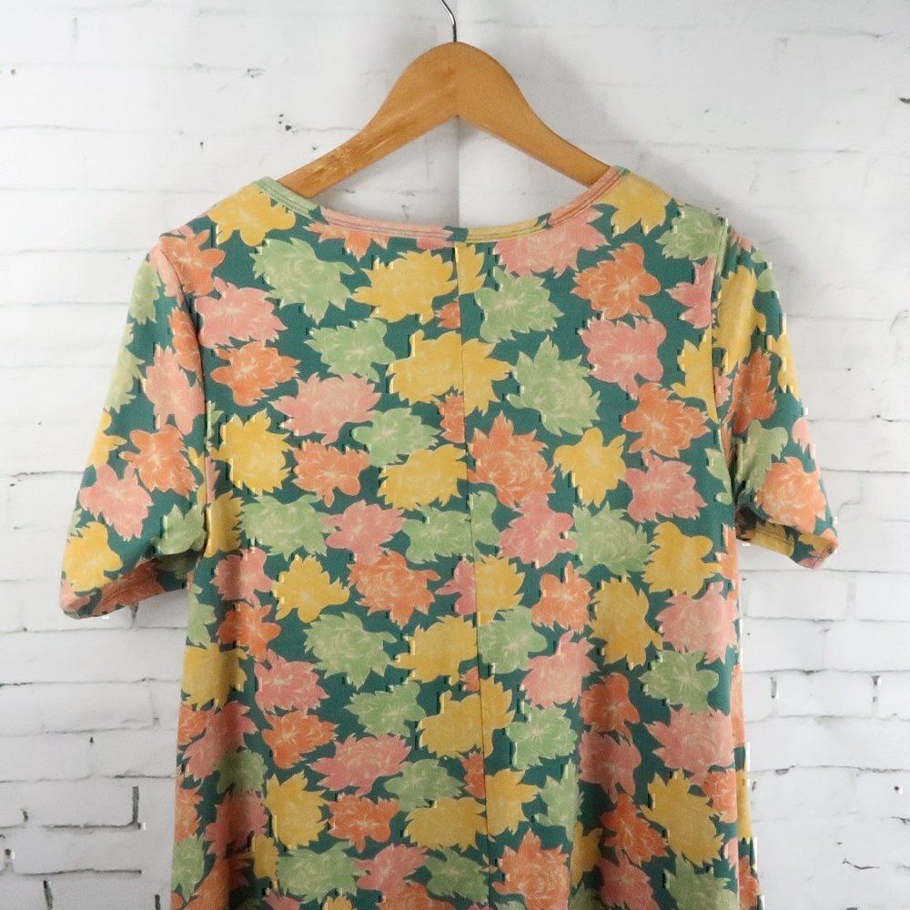 LULAROE GREEN, YELLOW & ORANGE FALL DESIGN SHORT SLEEVE MATERNITY TOP SIZE XXS - Picture 9 of 10